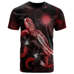 Marshall Islands Polynesian T shirt - Turtle With Blooming Hibiscus Red