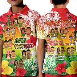 Custom Personalised Aloha Poly Fest Polo Shirt KID Polynesian Pattern With Tropical Flowers LT14