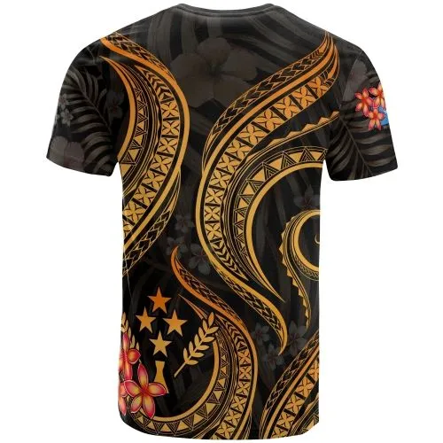 Kosrae Micronesian T Shirt - Gold Plumeria