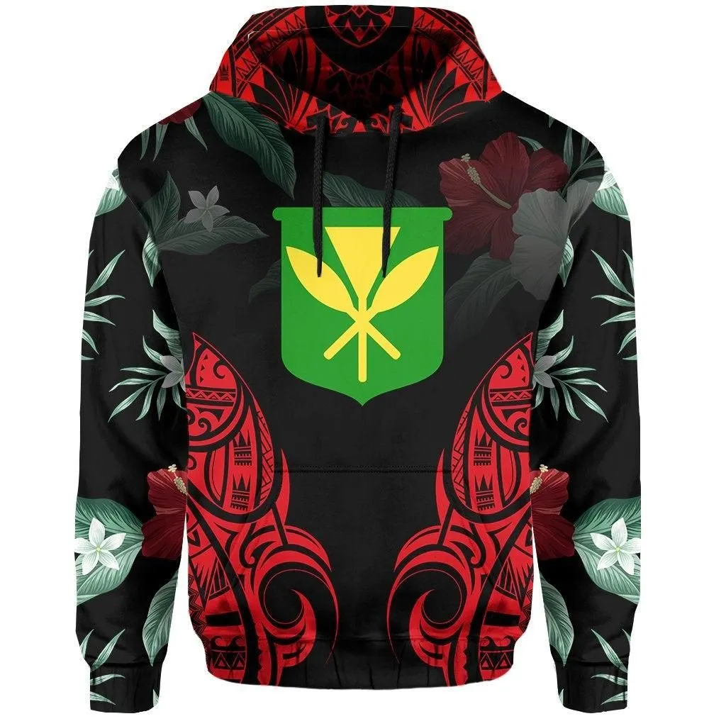 Polynesian Tropic Kanaka Maoli Hibiscus Hawaii Hoodie Red