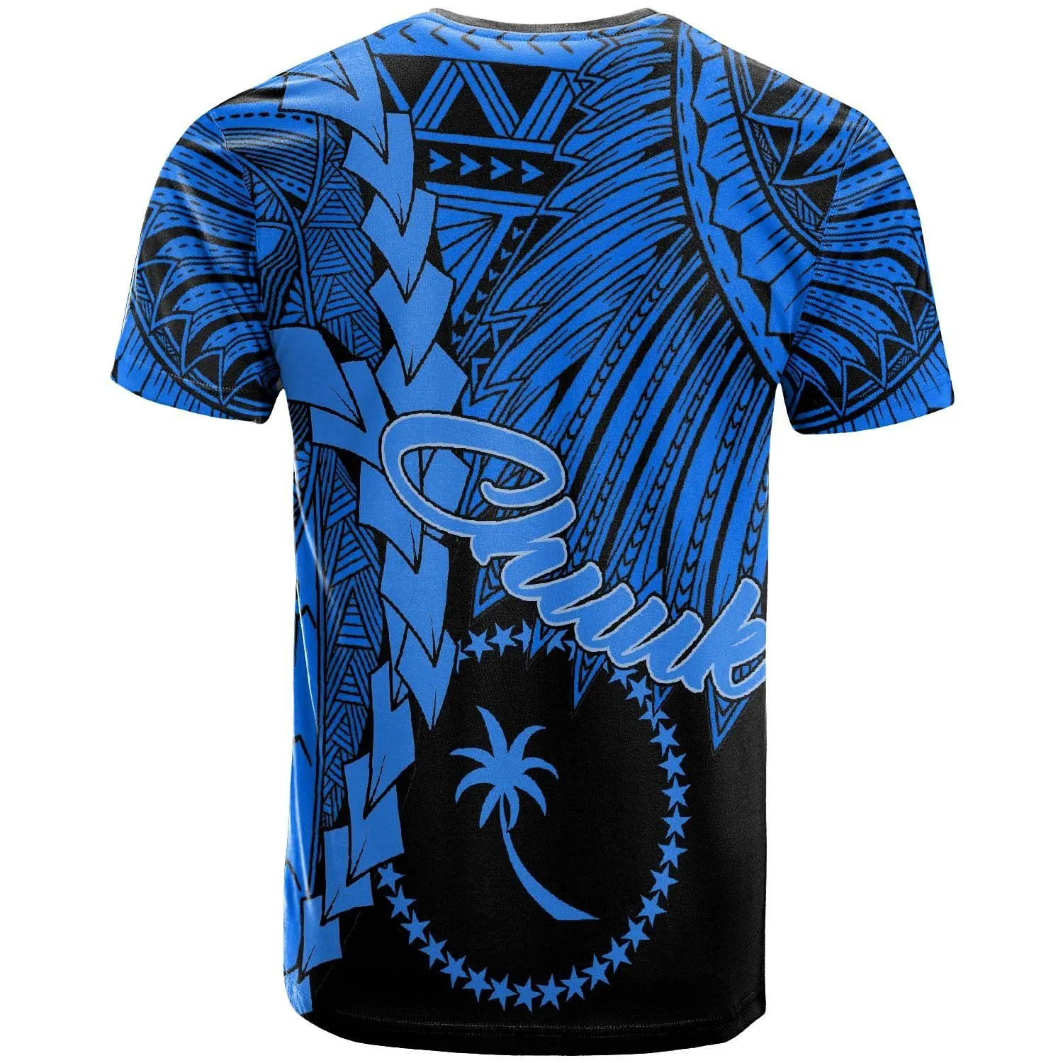 Chuuk Micronesia Custom Personalised T-Shirt - Tribal Wave Tattoo Blue - BN12