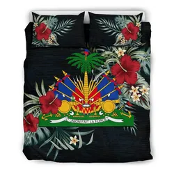 Haiti Hibiscus Coat of Arms Bedding Set