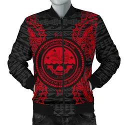 Federated States Of Micronesia Polynesian Mens Bomber Jacket Map Red
