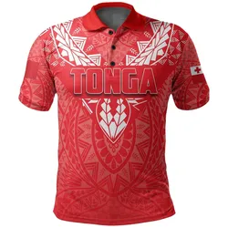 (Custom Personalised) Tonga Rugby Polo Shirt Polynesian With Coat Of Arms Style