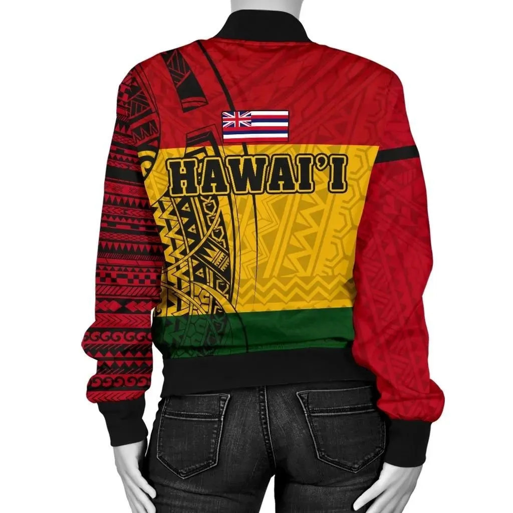 Alohawaii Jacket - Hawaii Kanaka Flag Polynesian Womens Bomber Jacket - AH - J6
