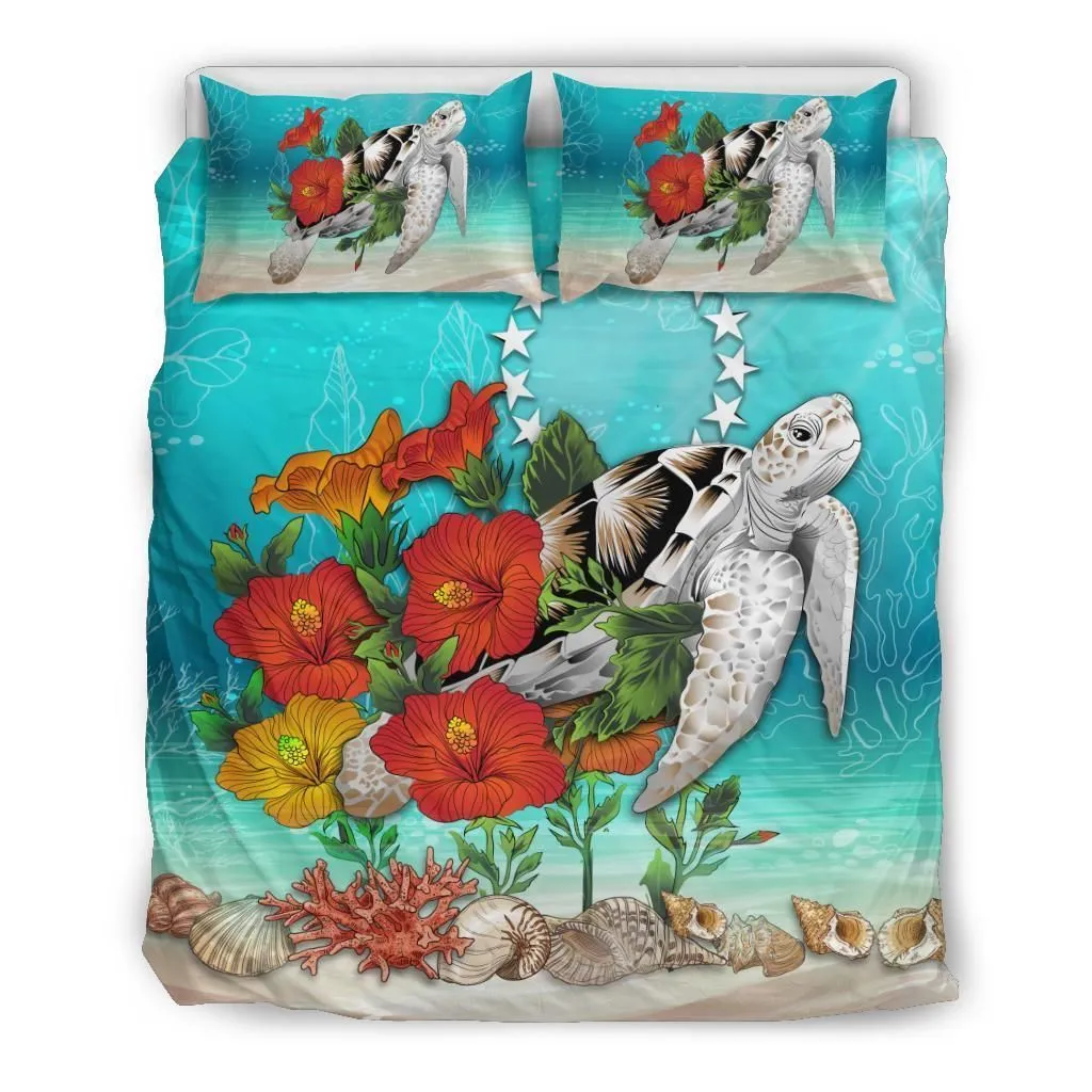 Polynesian Cook Islands Ocean Turtle Hibiscus A Bedding Set Camlixs
