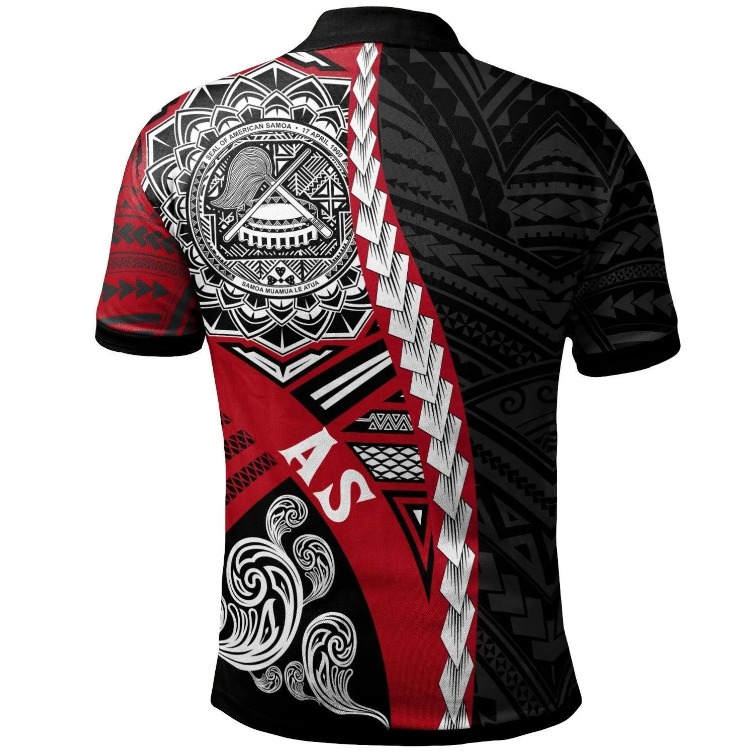 American Samoa Polynesian Polo Shirt - Wave Tattoo