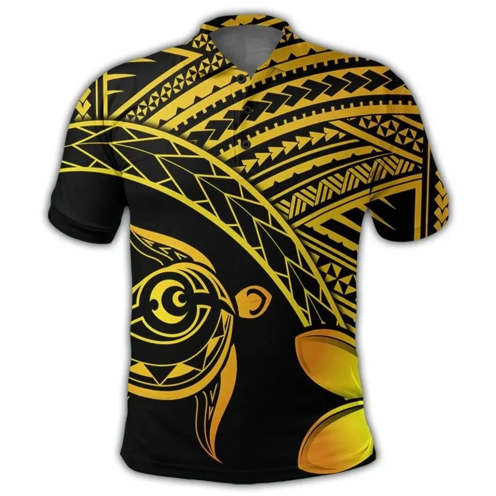 Alohawaii Shirt - Hawaiian Turtle Plumeria Kakau Polynesian Quilt Polo Shirt Neo Yellow AH - J0R