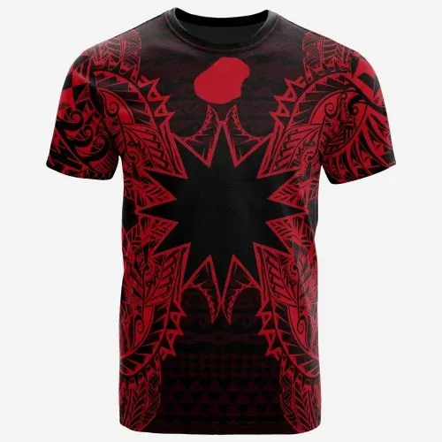 Nauru All T shirt - Nauru Flag Map Polynesian Tattoo Red
