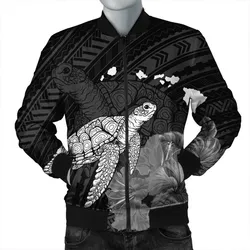 Hawaii Polynesian Hibiscus Turtle Map Bomber Jacket - AH