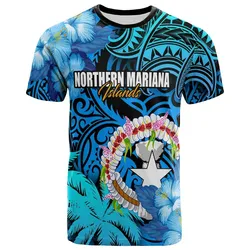 Northern Mariana Islands T shirt CNMI Polynesian Culture with Hibicus Tropical Flower LT10