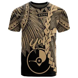 Yap Micronesia T-Shirt - Tribal Wave Tattoo Gold