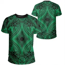 Alohawaii Tee - Polynesian Plumeria Mix Green Black T-Shirt - AH - JR