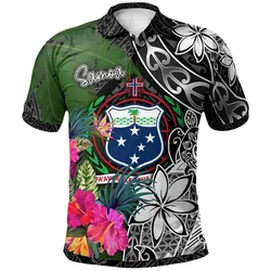 Samoa Polo Shirt - Turtle Plumeria Banana Leaf