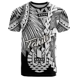 Tahiti Polynesian T shirt - Tribal Wave Tattoo White