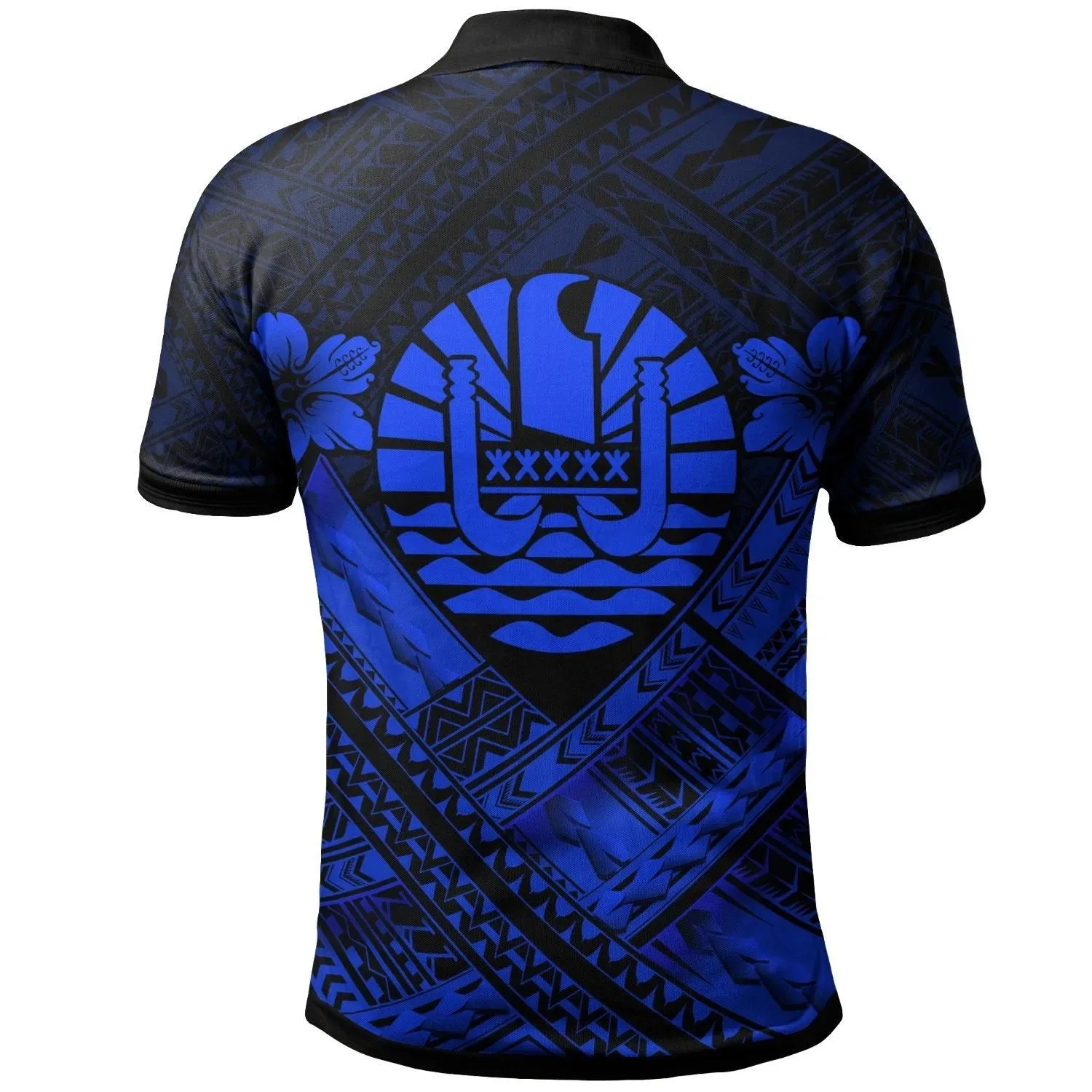 Tahiti Custom Polynesian  Polo Shirts - Tahiti Blue Seal Camisole Hibiscus Style - BN18