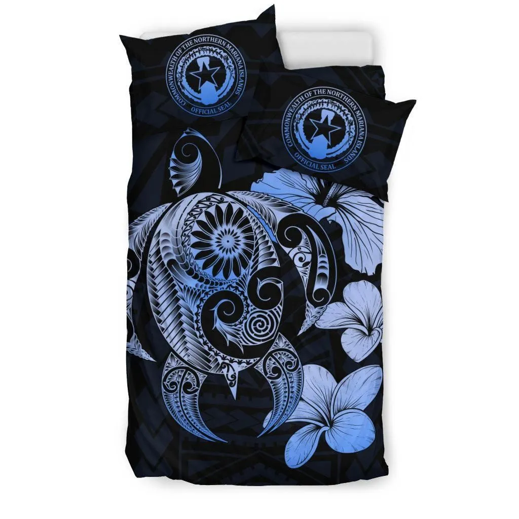 FamilyGater Bedding Set - Cover and Pillow Cases Northern Mariana Islands Hibiscus Plumeria Mix Polynesian Turtle Blue J1