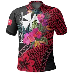 Wallis and Futuna Polo Shirt Hibiscus Red No.1 Color  LT6