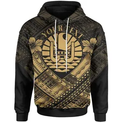 Tahiti Custom Personalised Polynesian Hoodie - Tahiti Gold Seal Camisole Hibiscus Style