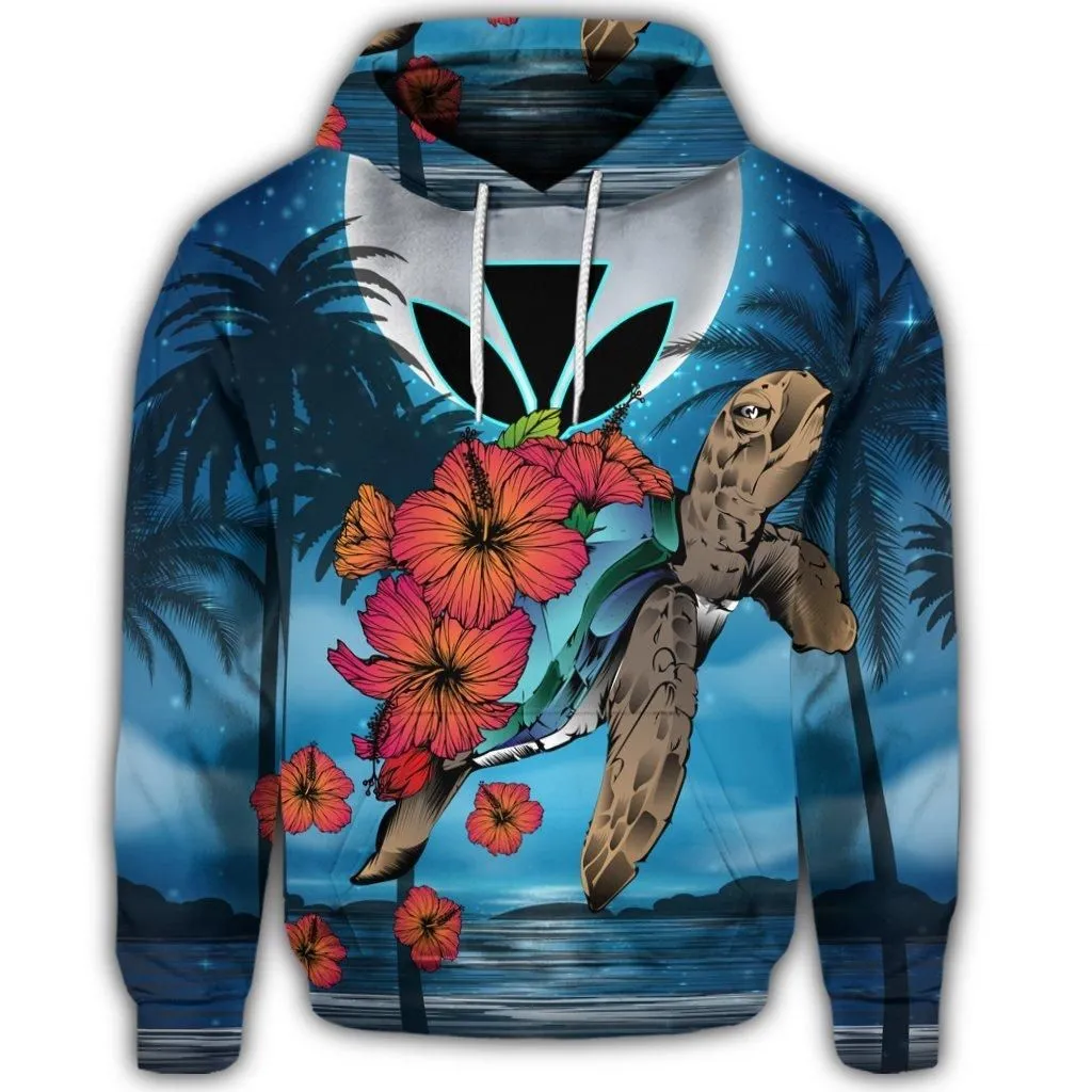 Hawaiian Turtle Kanaka Hibiscus Stary Night Hoodie