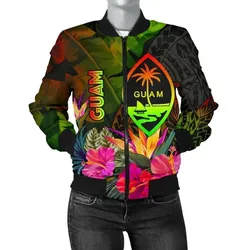 FamilyGater Jacket - Bomber Jacket Guam Polynesian - Hibiscus and Banana Leaves - BN15