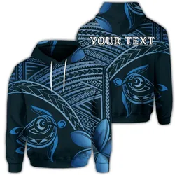 (Personalised) Hawaiian Turtle Plumeria Kakau Polynesian Quilt Hoodie Neo Blue AH