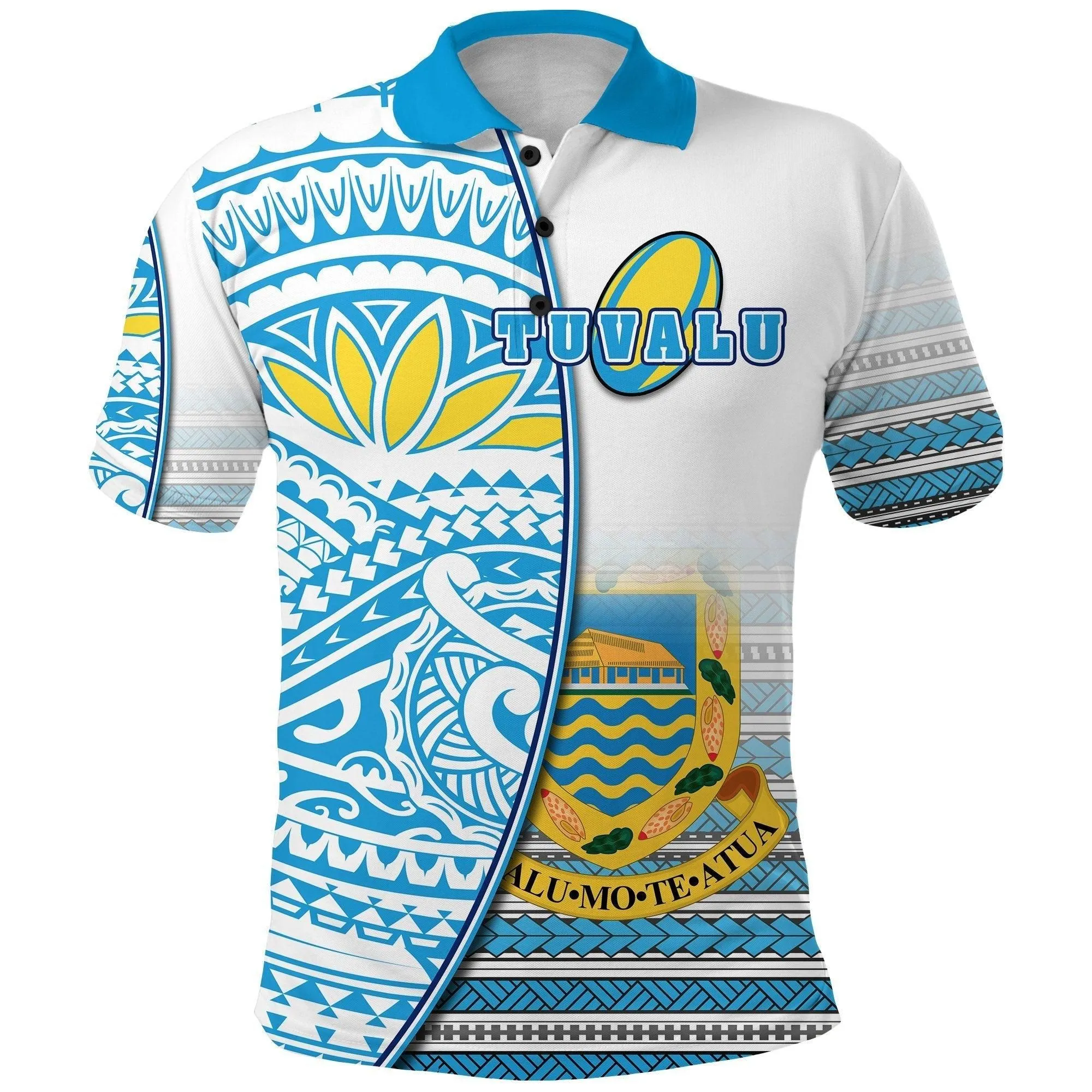 (Custom Personalised) Tuvalu Rugby Polo Shirt Special - Custom Text and Number