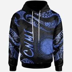 Northern Mariana Islands Polynesian Hoodie - Poly Tattoo Blue Version