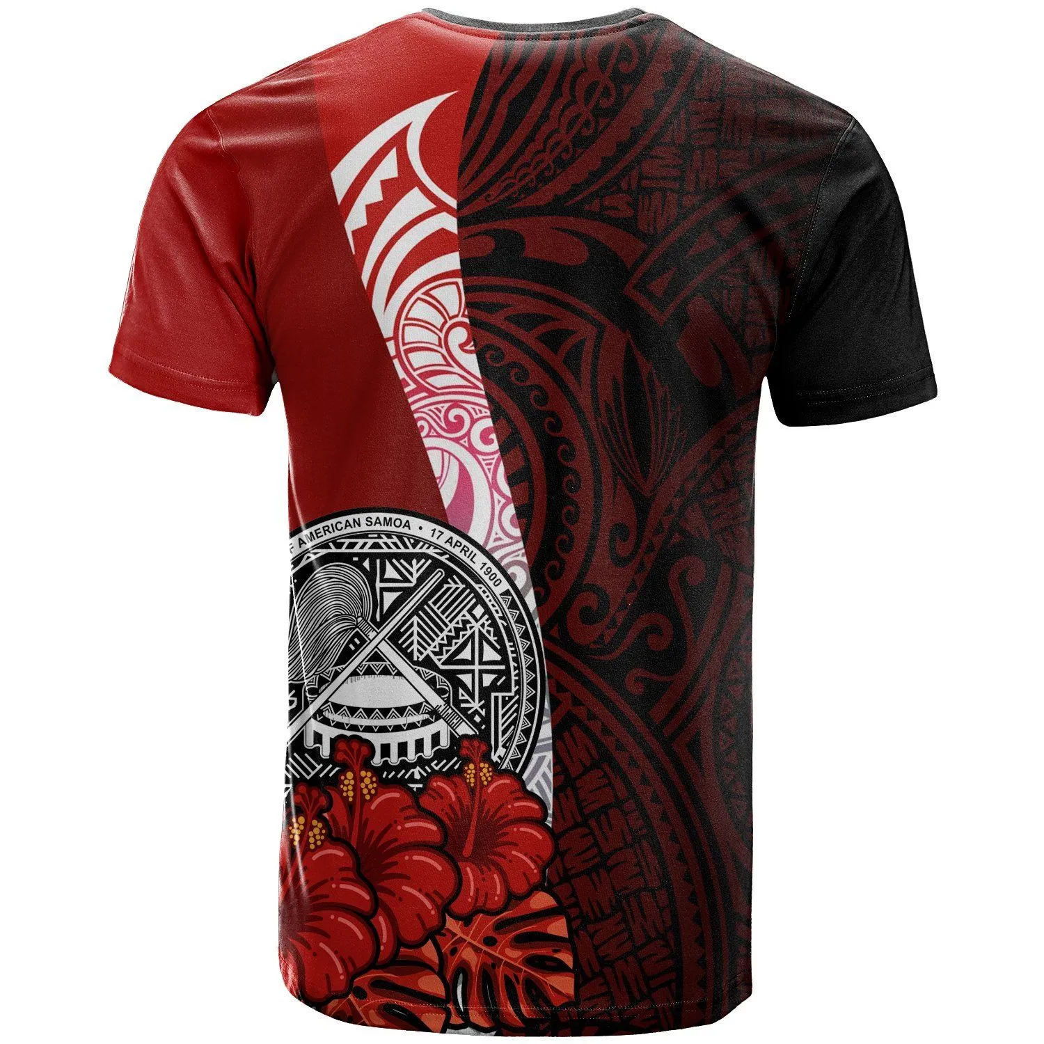 American Samoa Polynesian T-shirt - Arm With Hibiscus - BN12