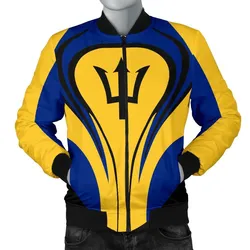 Barbados Flag Mens Bomber Jacket Cannon Style
