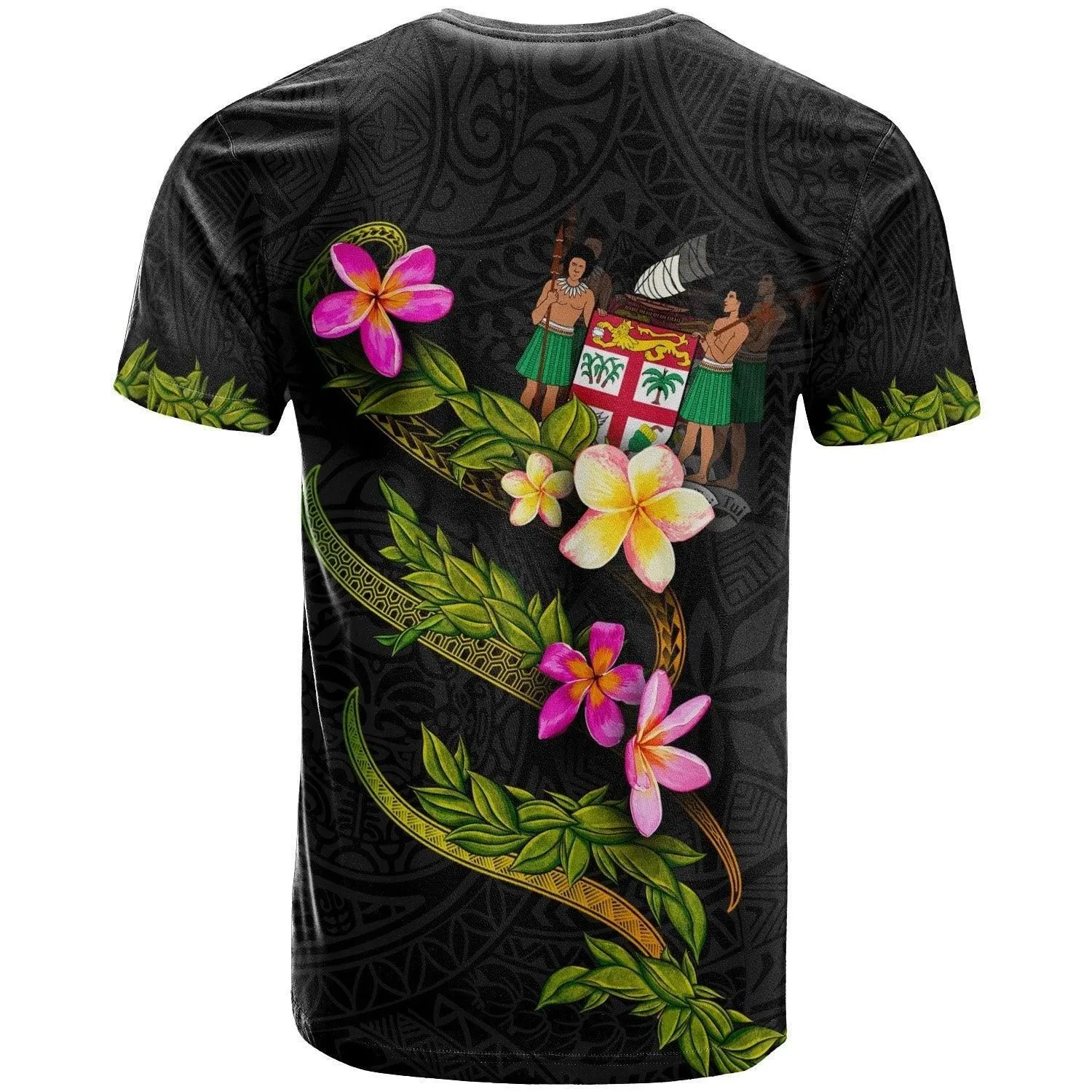 Fiji Polynesian Custom Personalised T shirt - Plumeria Tribal