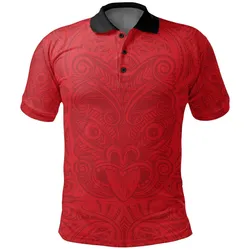 Polynesian Pride Polo Shirt - New Zealand Maori Polo Shirt, Maori Mask Tattoo Golf Shirt