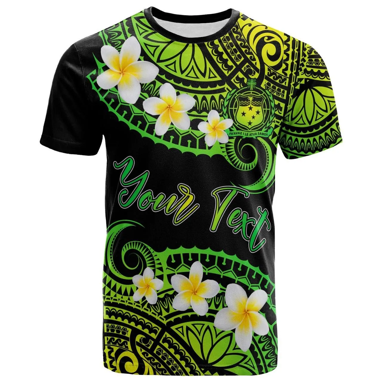 Samoa Custom Personalised T-Shirt - Plumeria Polynesian Vibe Green