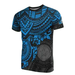 Northern Mariana Islands Northern Mariana Islands Seal Blue Turtle Hibiscus Unisex 3D T-Shirt All Over Print ONCHW