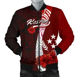 Kosrae Micronesia Mens Bomber Jacket - Coat Of Arm With Hibiscus