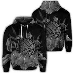 Hawaiian Map Turtle Hibiscus Polynesian Hoodie - White