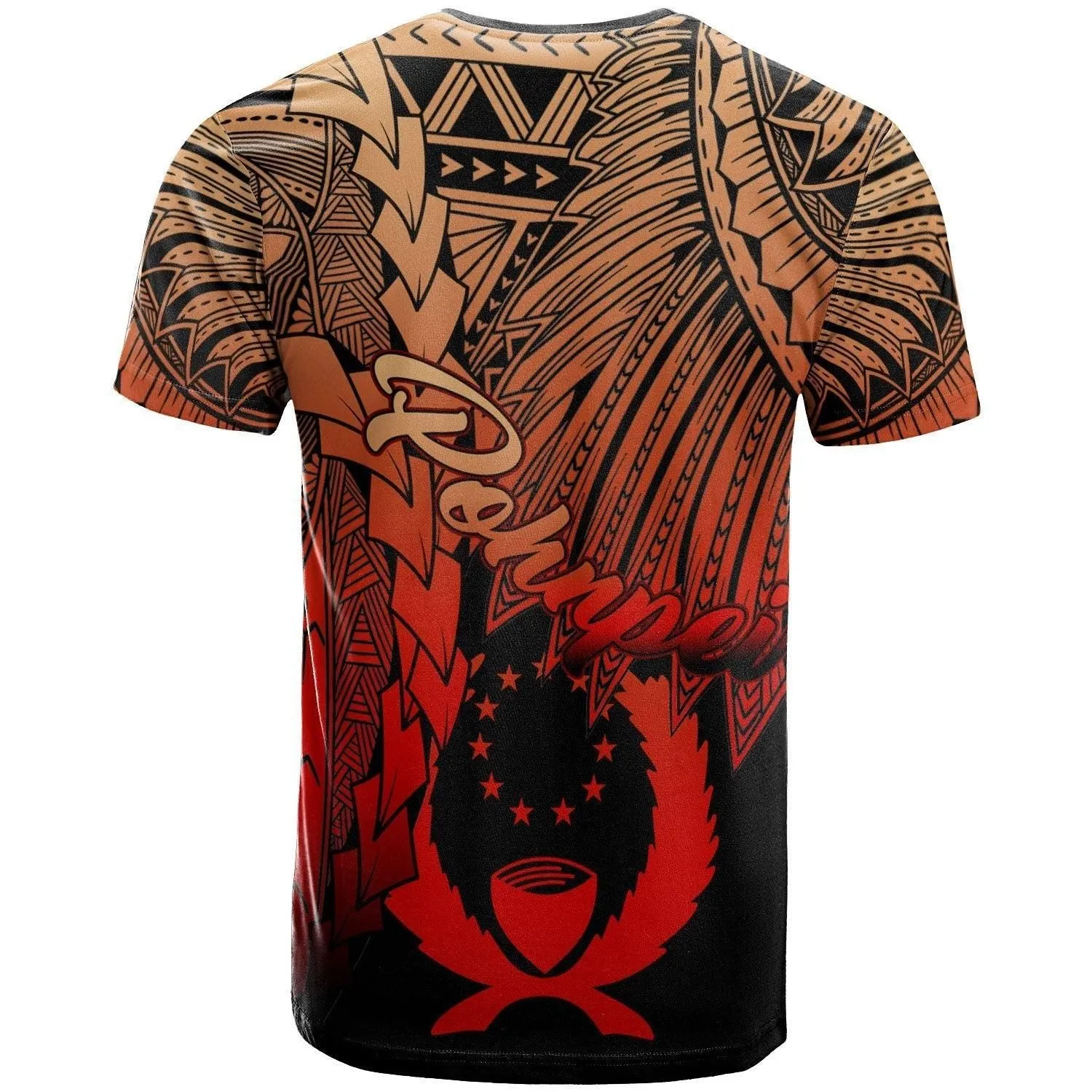 Pohnpei Polynesian Custom Personalised T shirt - Tribal Wave Tattoo Red Ver 2