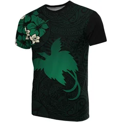 Papua New Guinea T shirts - Papua New Guinea Green Flag Hibiscus