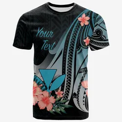 Kanaka Maoli Personalised Custom T-Shirt - Turquoise Polynesian Hibiscus Pattern Style