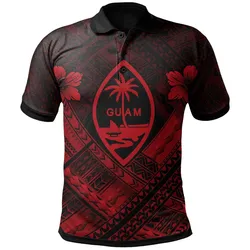 Guam Polynesian Polo Shirt- Guam Red Seal Camisole Hibiscus Style