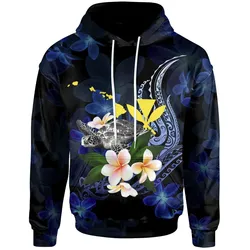 Polynesian Hawaii Hoodie - Turtle With Plumeria Flowers