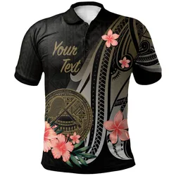 American Samoa Personalised Custom Polo Shirt - Gold Polynesian Hibiscus Pattern Style
