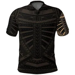 New Zealand Polo Shirt, Maori Samoan Polynesian Tattoo Golf Shirt - Gold