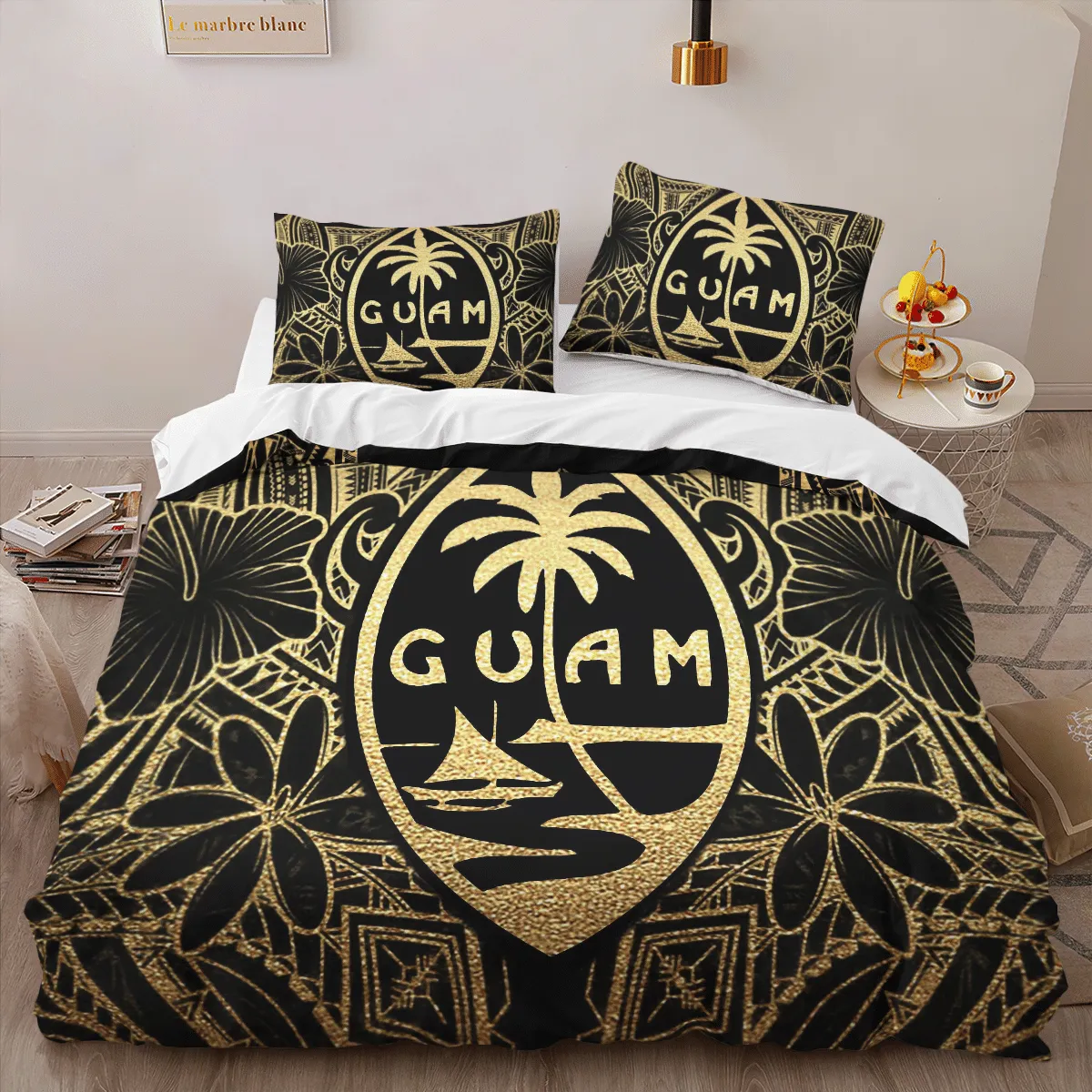 Guam Gold Hibiscus Coat Of Arms Bedding Set W060995