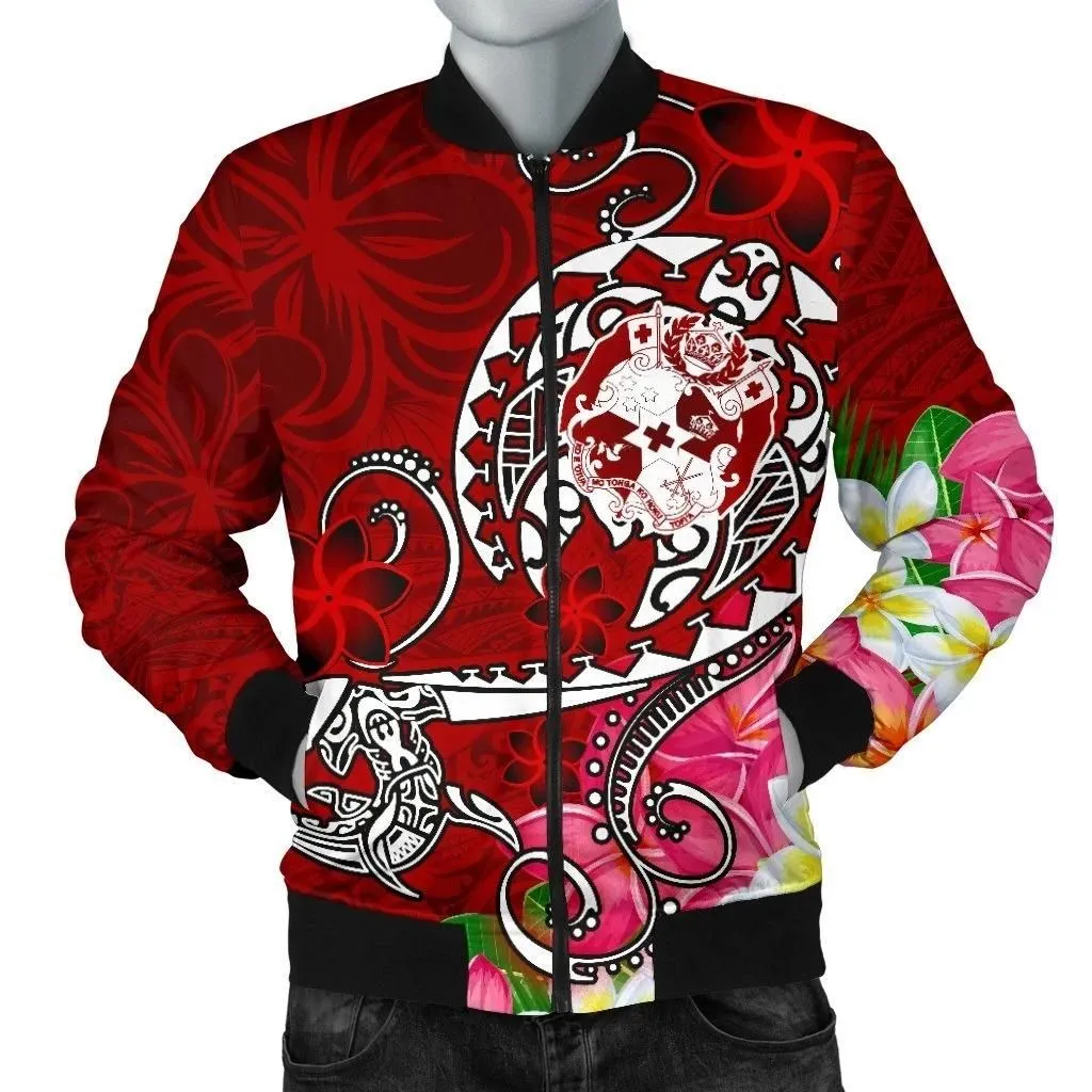 FamilyGaterJacket - Bomber Jacket Tonga - Turtle Plumeria (Red) - BN18