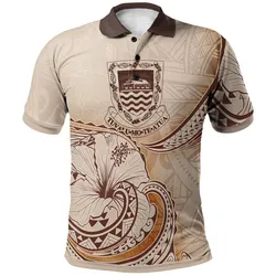 Tahiti Polo Shirt - Hibiscus Flowers Vintage Style