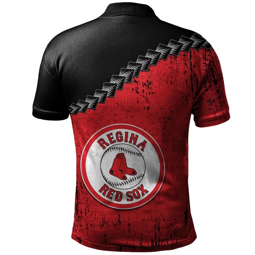 Regina Red Sox Polo Shirt Grunge Polynesian Tattoo - CA BASEBALL