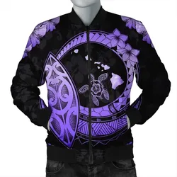 Alohawaii Jacket - Hawaii Turtle Hibiscus Map Polynesian Bomber Jacket Violet - AH - JR