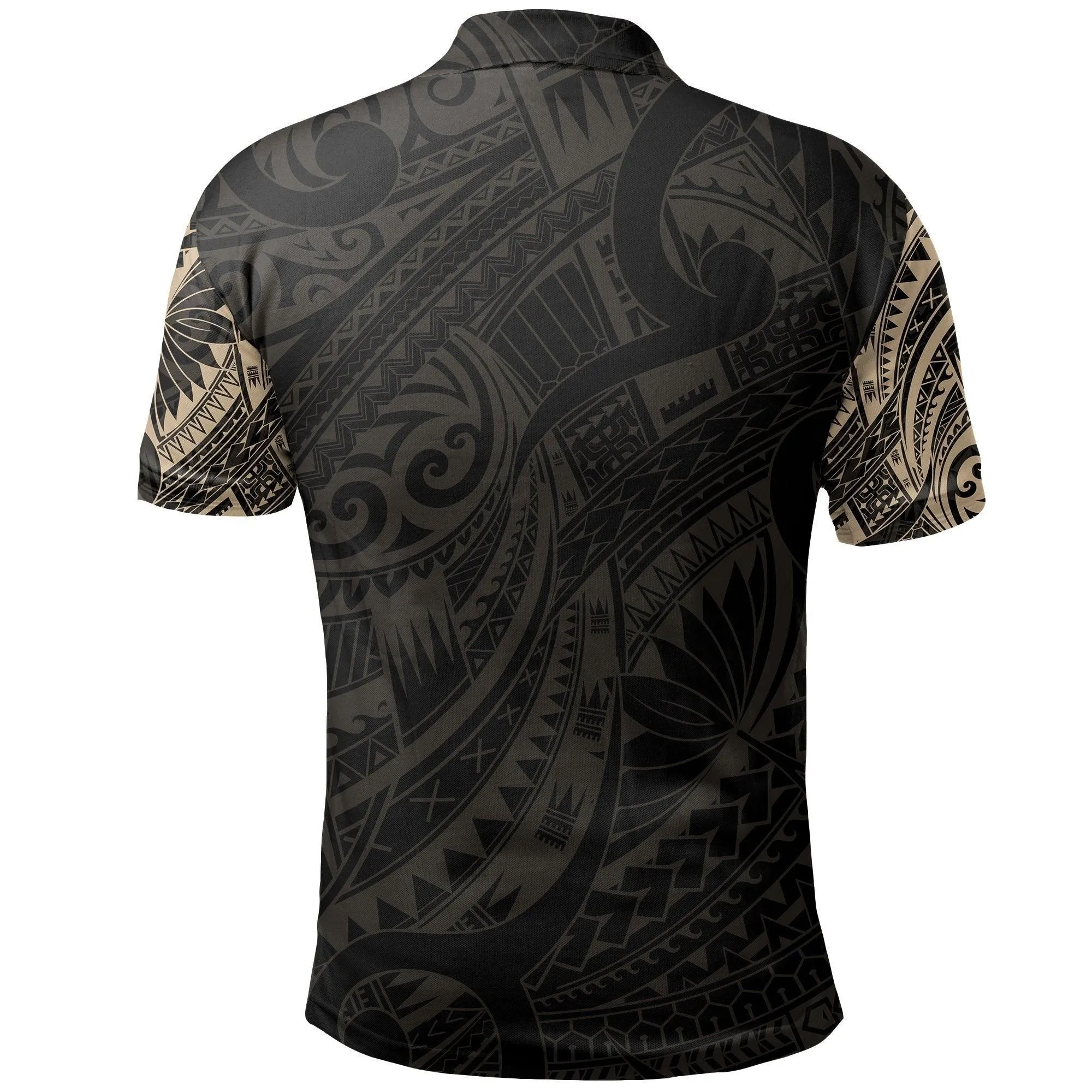 New Zealand Maori Polo, Polynesian Turtle Tattoo Polo Shirt Gold