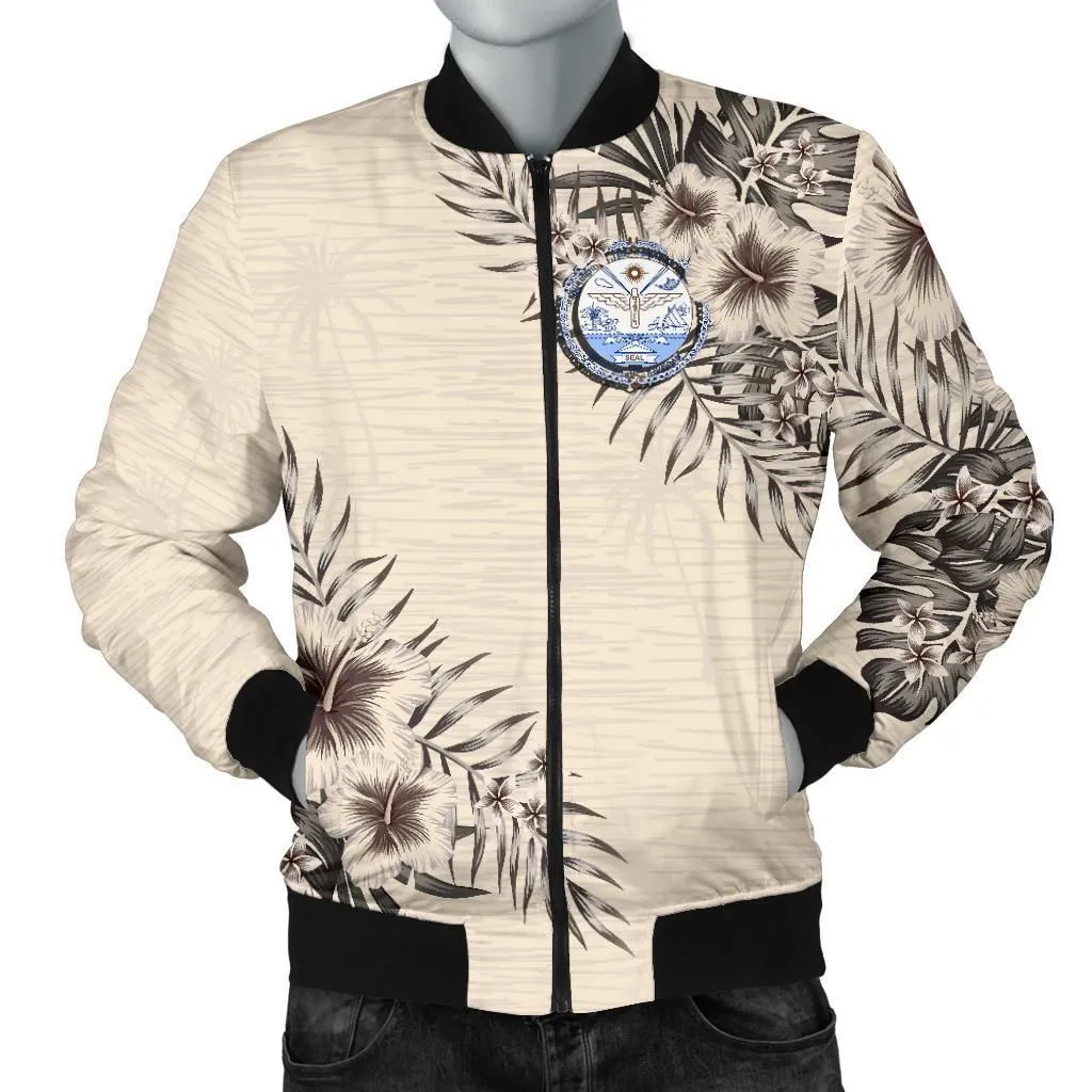 Marshall Islands Mens Bomber Jacket - The Beige Hibiscus